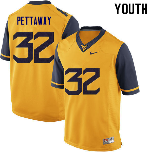 NCAA Youth Martell Pettaway West Virginia Mountaineers Gold #32 Nike Stitched Football College Authentic Jersey VX23K71EN
